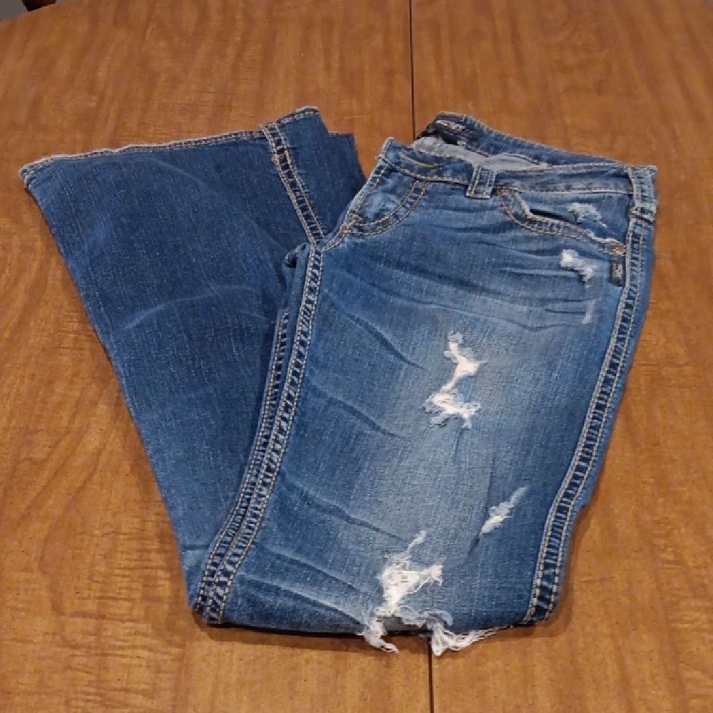Silver Jeans  Bootcut Distressed Blue Jeans - Picture 5 of 5